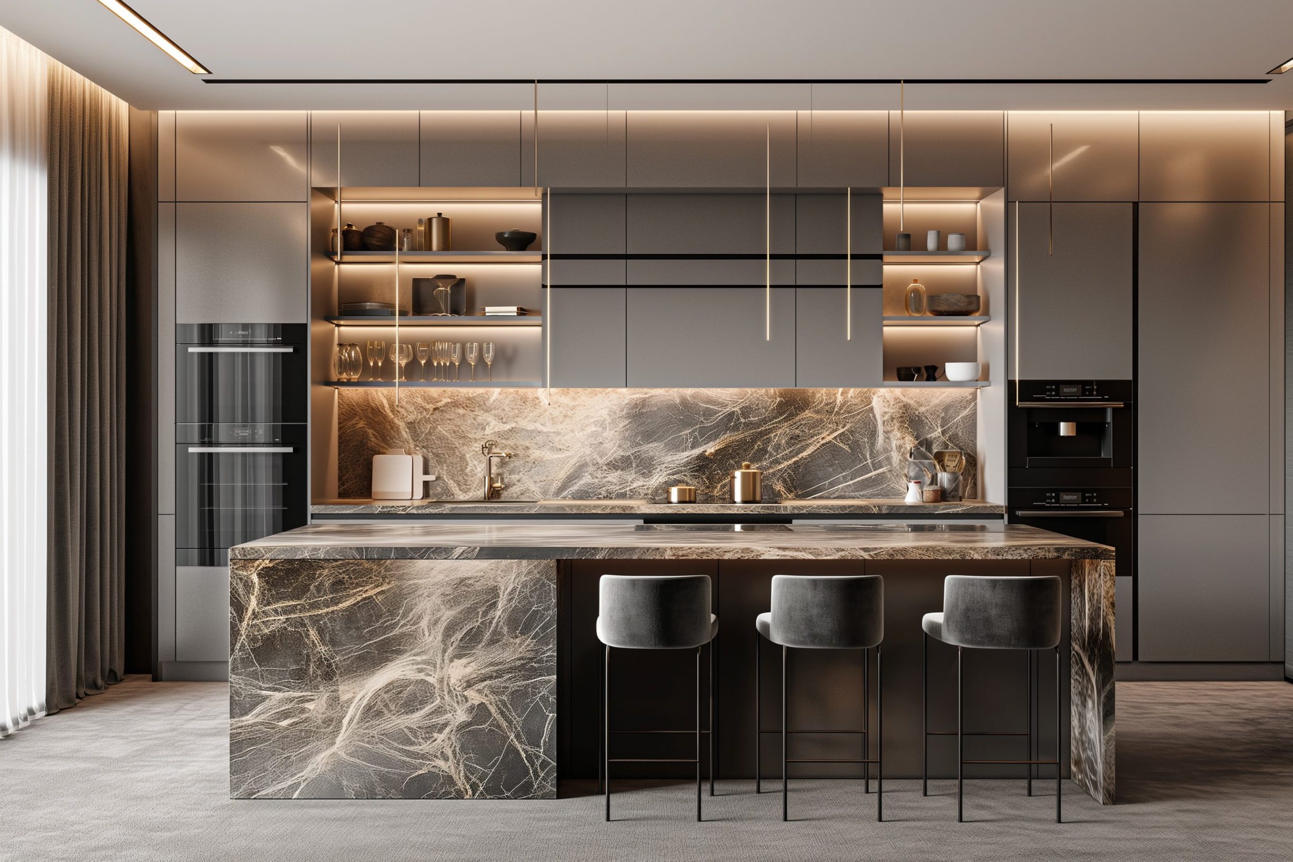 Nội thất Căn hộ duplex phong cách tối giản, tone màu trầm
